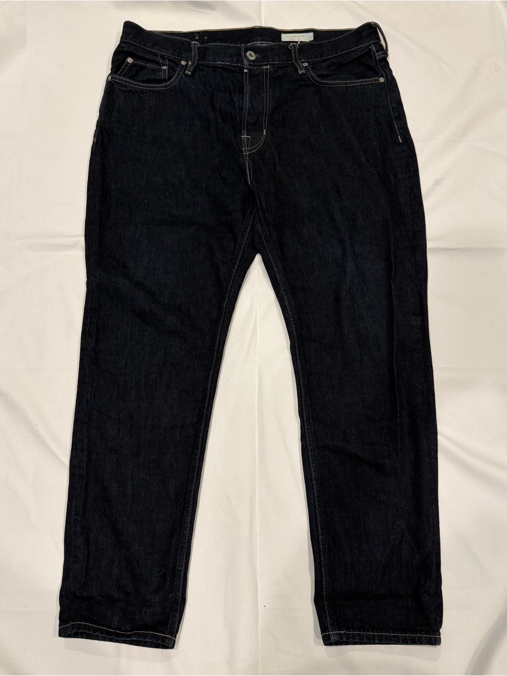 All Saints Ridge Jeans Men Size 33x28 Dark Blue Denim Button Fly
